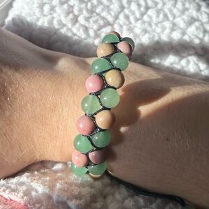Crystal Bead Adjustable Bracelet | Red And Green Jasper |